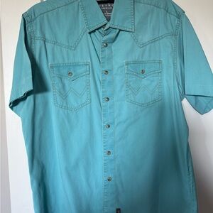 Wrangler Men's Teal Casual Snap Down Shirt